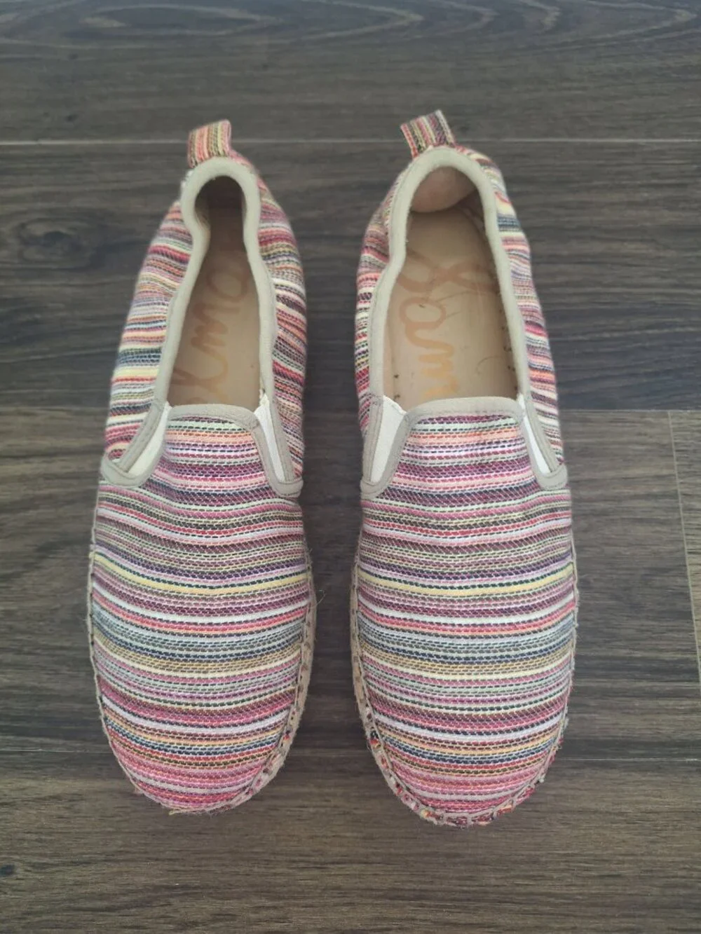 💙 Sam Edelman Espadrille Slip On Sneakers Size 8.5 Multicolor Stripe Platform